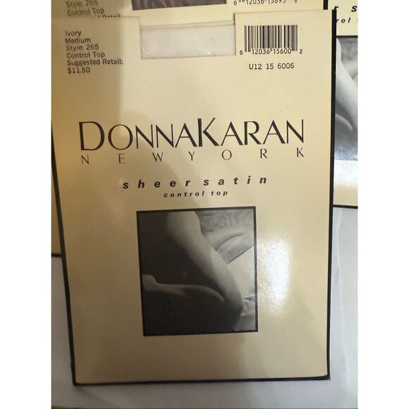 Lot of 6 Donna Karan Women's Sheer Satin Pantyhose Control Top Ivory Medium NWT - Picture 3 of 7